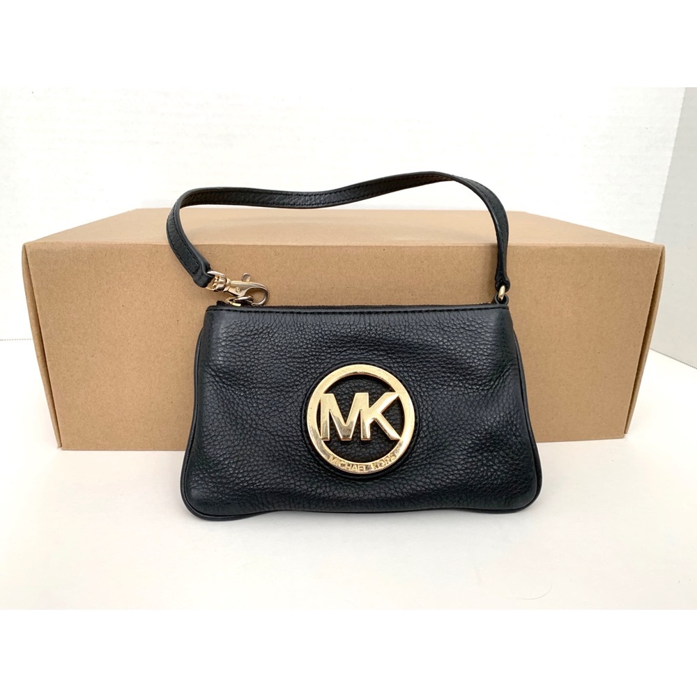 Michael Kors Black Leather Wristlet